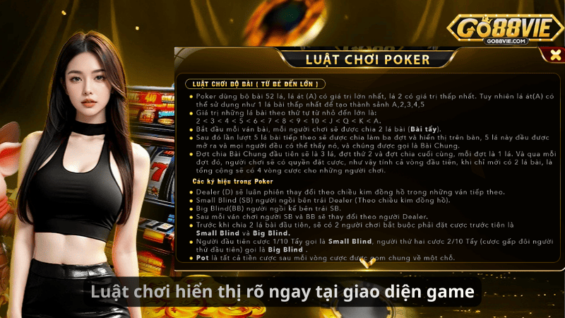 Luật chơi hiển thị rõ ngay tại giao diện game