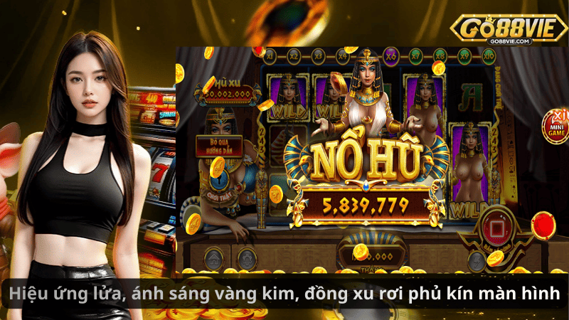 Hiệu ứng lửa, ánh sáng vàng kim, đồng xu rơi phủ kín màn hình