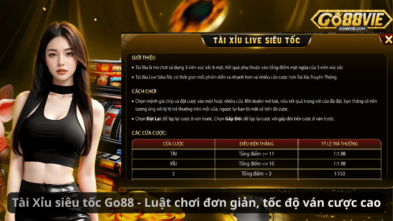 Tài Xỉu siêu tốc Go88 - Luật chơi đơn giản, tốc độ ván cược cao